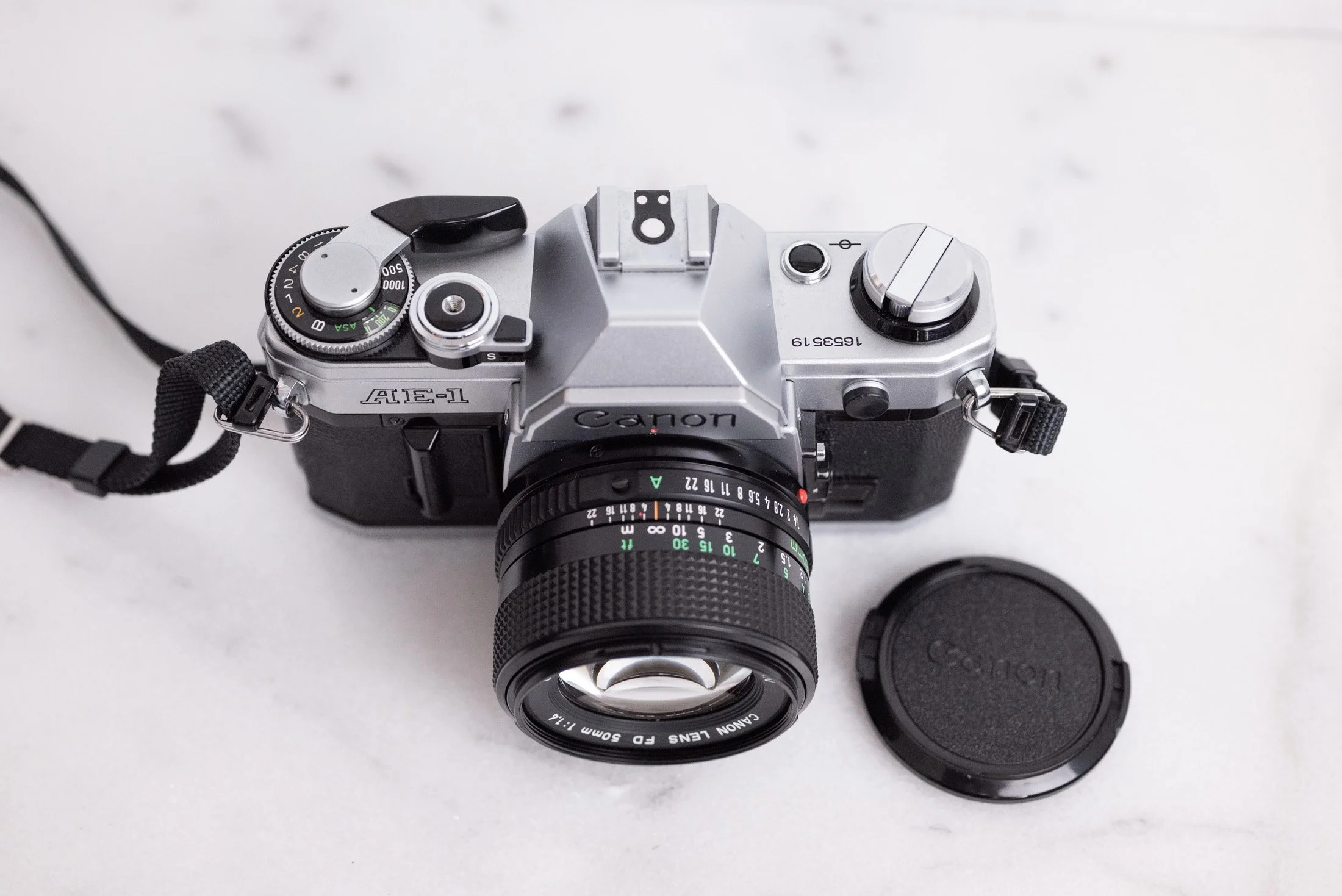 Canon AE-1 35mm Film SLR Camera with Canon FD 50mm f/1.4
